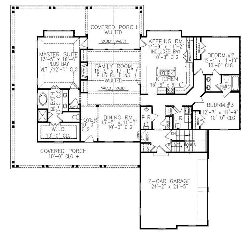 Florida House Plan First Floor - Wylie Park Country Home 056D-0093 - Shop House Plans and More