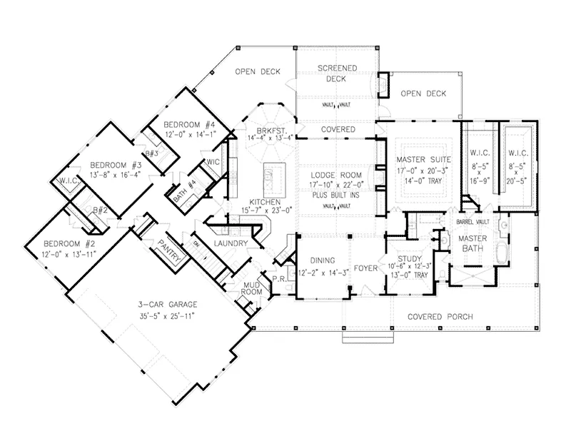 Modern Farmhouse Plan First Floor - 056S-0007 - Shop House Plans and More