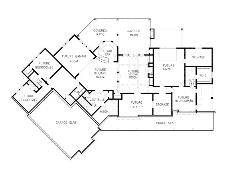 Modern Farmhouse Plan Lower Level Floor - 056S-0007 - Shop House Plans and More