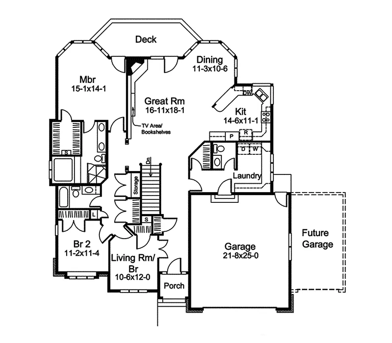 Sunbelt House Plan First Floor - Augustine Manor Ranch Home 057D-0008 - Search House Plans and More