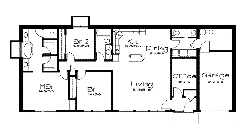 Berm Home Plan First Floor 057D-0016