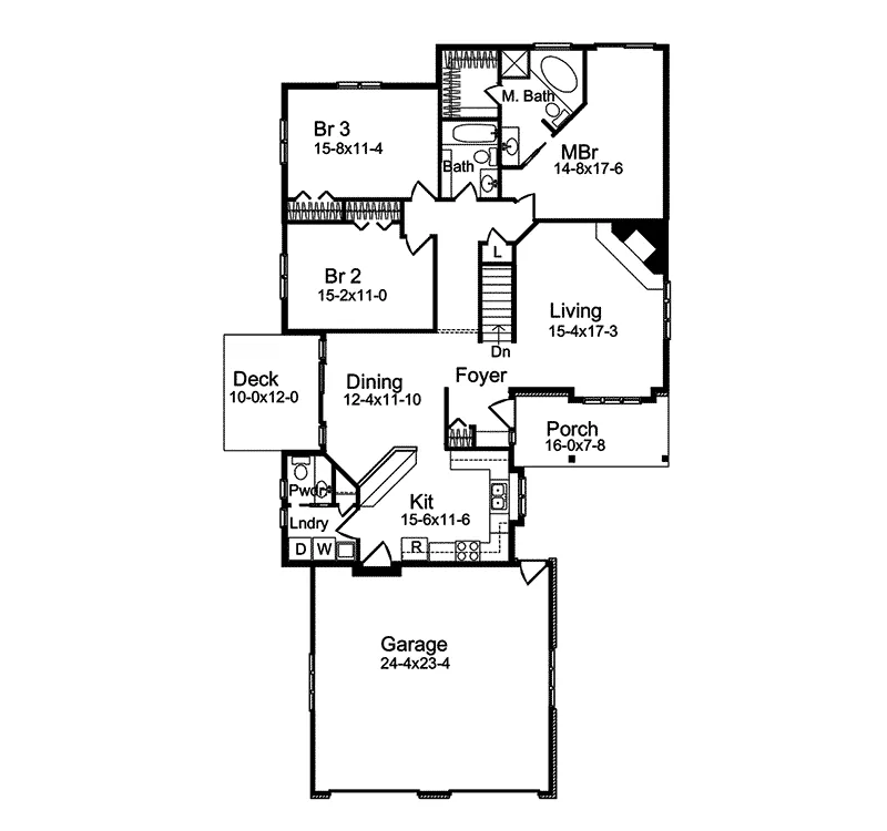 Traditional House Plan First Floor - Baroda Narrow Lot Home 057D-0028 - Search House Plans and More
