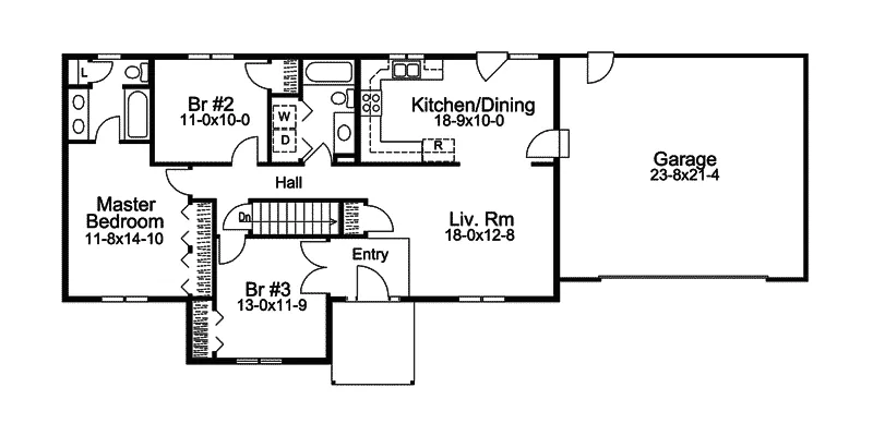 Ranch House Plan First Floor - Turkey Bend Ranch Home 057D-0042 - Shop House Plans and More