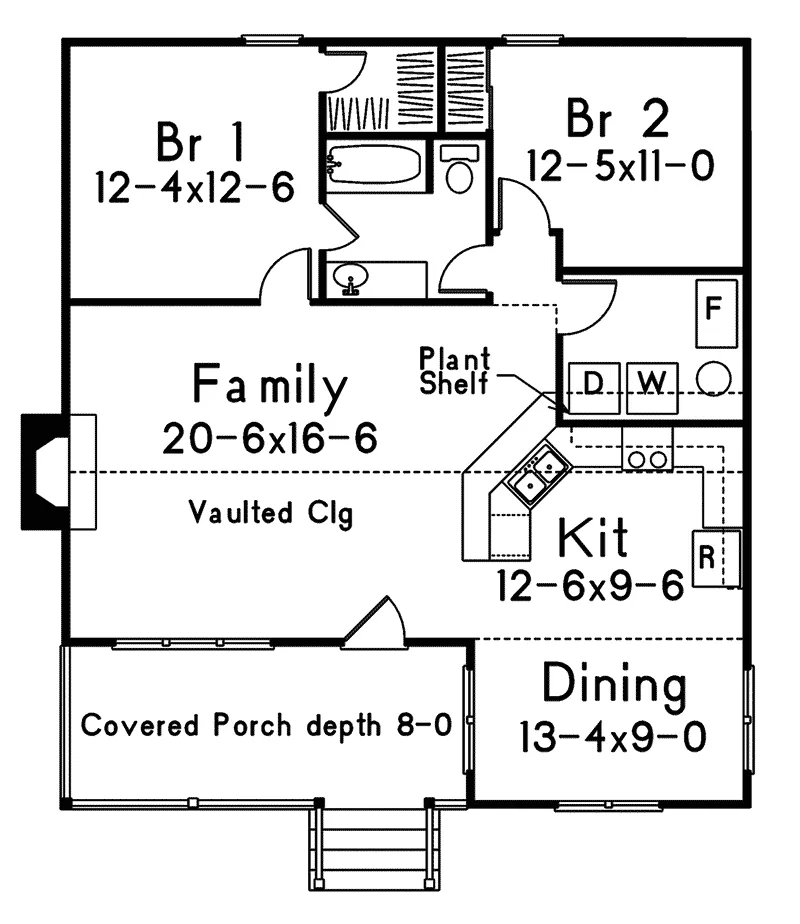 Vacation House Plan First Floor - Walnut Grove Country Cabin Home 058D-0012 - Shop House Plans and More