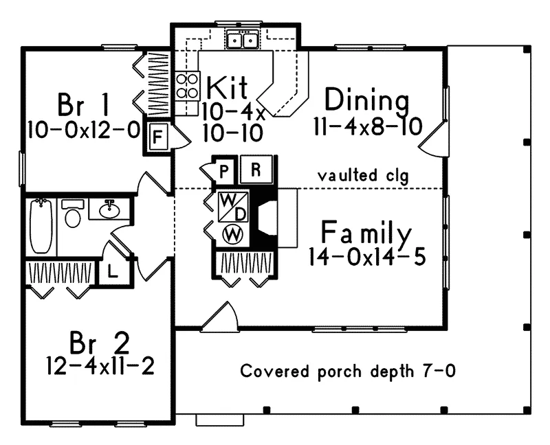 Ranch House Plan First Floor - Sutton Country Home 058D-0030 - Shop House Plans and More