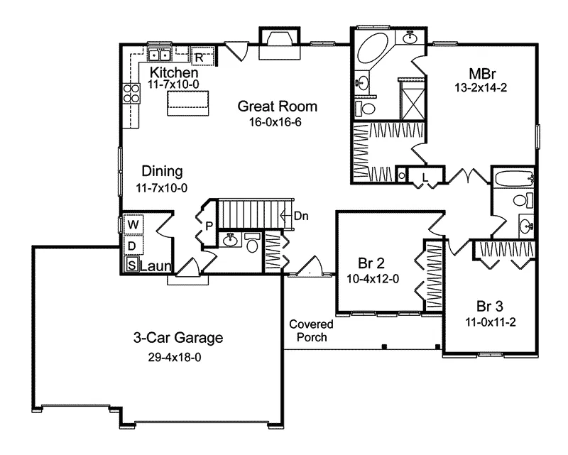 Country House Plan First Floor - Greenway Ranch Home 058D-0100 - Search House Plans and More