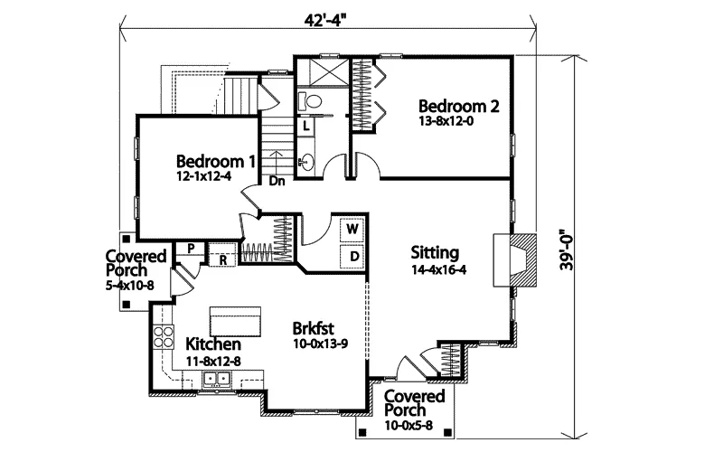 Cabin & Cottage House Plan First Floor - Jake Creek Country Cabin Home 058D-0203 - Search House Plans and More