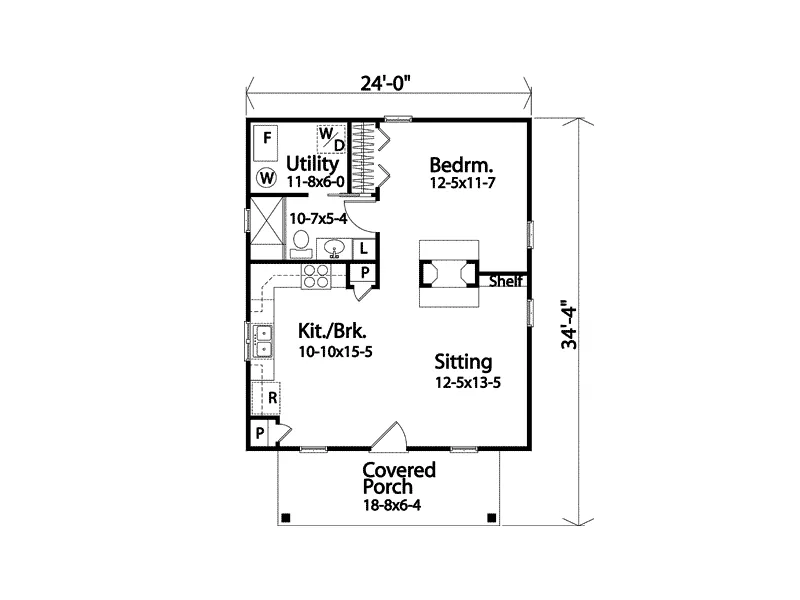 Ranch House Plan First Floor - Marie Flatts Craftsman Cabin 058D-0207 - Shop House Plans and More
