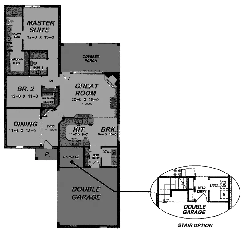 Ranch Home Plan Stairs - Optional 060D-0168