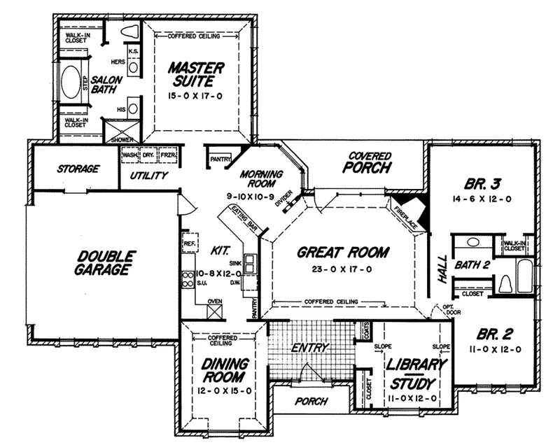 Rustic House Plan First Floor - 060D-0257 - Shop House Plans and More