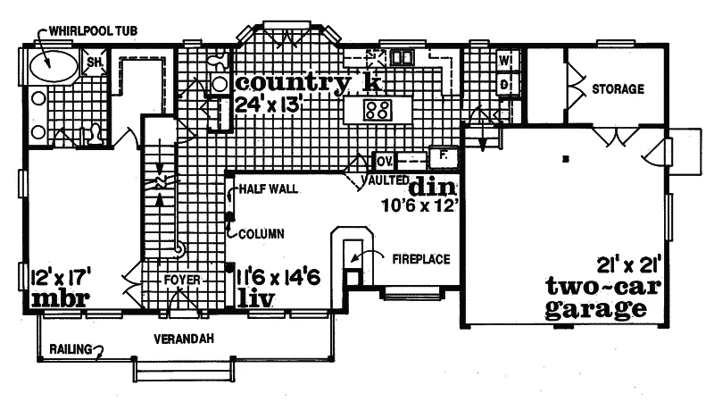 Country House Plan First Floor - Randall Park Country Home 062D-0044 - Shop House Plans and More