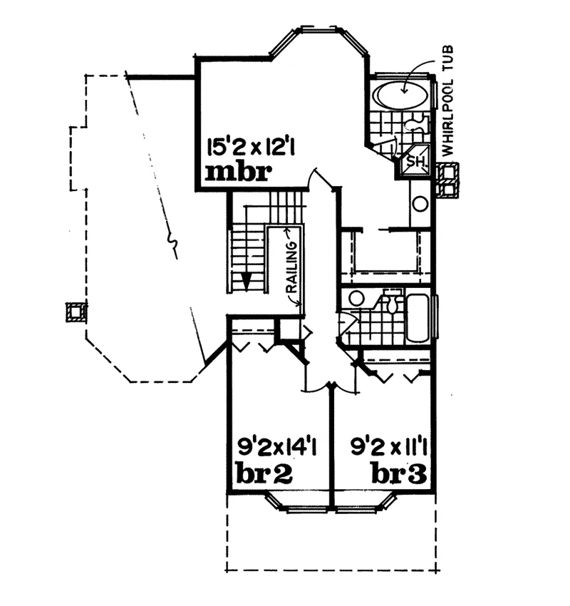 Traditional House Plan Second Floor - Hawkmont Country Narrow Lot Home 062D-0070 - Search House Plans and More