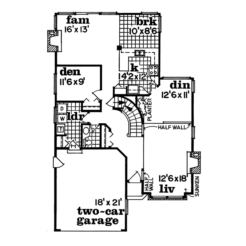 Traditional House Plan First Floor - Marti Traditional Home 062D-0079 - Shop House Plans and More