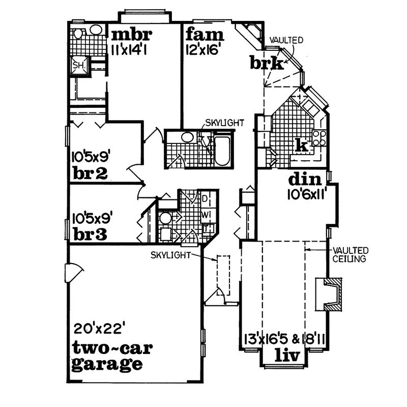 Traditional House Plan First Floor - Baltusrol Ranch Home 062D-0089 - Search House Plans and More