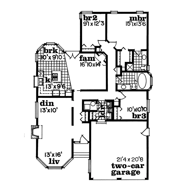 Traditional House Plan First Floor - Ibezia Stucco Ranch Home 062D-0100 - Search House Plans and More