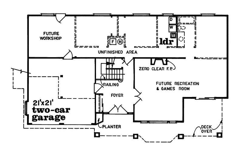 Waterfront House Plan First Floor - Brookhurst Beach Stucco Home 062D-0113 - Search House Plans and More
