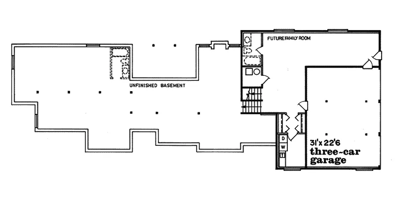 Contemporary House Plan Lower Level Floor - Saloma Contemporary Home 062D-0126 - Shop House Plans and More