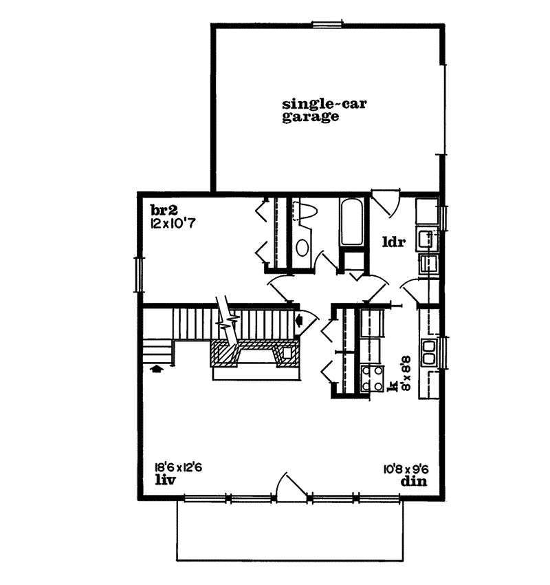 Contemporary House Plan First Floor - Valcour Bend Cottage Home 062D-0151 - Shop House Plans and More