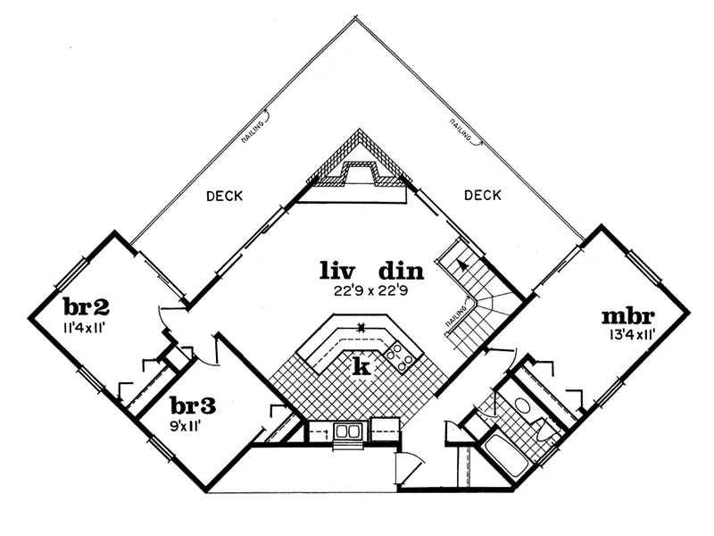 A-Frame House Plan First Floor - Antonette Hills A-Frame Home 062D-0155 - Search House Plans and More