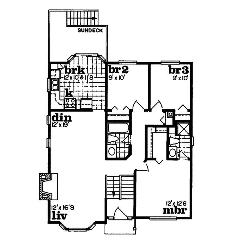 Contemporary House Plan First Floor - Dupage Hill Split-Level Home 062D-0182 - Search House Plans and More