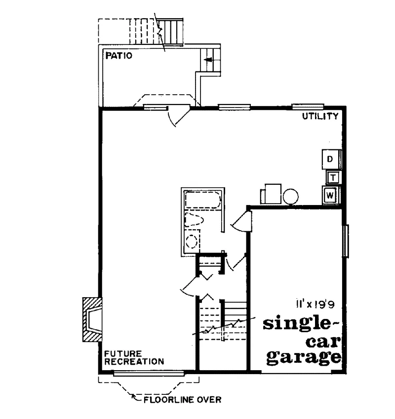 Contemporary House Plan Lower Level Floor - Dupage Hill Split-Level Home 062D-0182 - Search House Plans and More