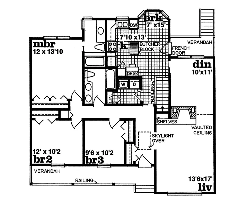 Ranch House Plan First Floor - Vicino Ranch Home 062D-0187 - Shop House Plans and More