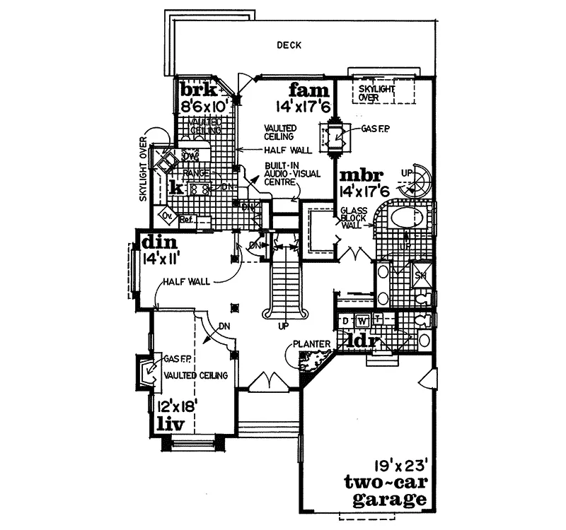 Contemporary House Plan First Floor - San Jose Sunbelt Home 062D-0227 - Shop House Plans and More