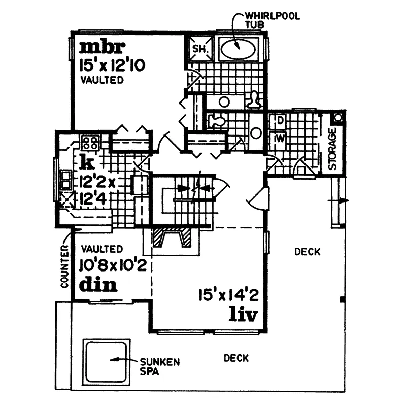 Contemporary House Plan First Floor - Calico Bay Vacation Home 062D-0241 - Search House Plans and More