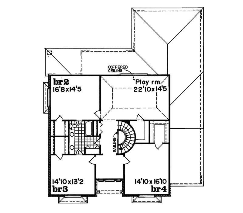 Southern House Plan Second Floor - Ember Colonial Home 062D-0252 - Search House Plans and More