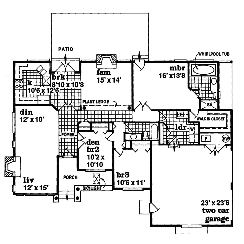 Southern House Plan First Floor - Helsinki Country Ranch Home 062D-0283 - Search House Plans and More
