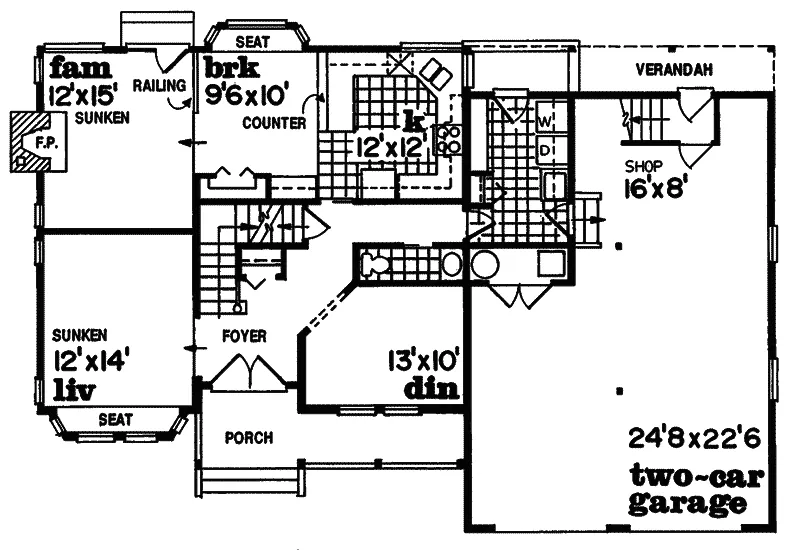 Farmhouse Plan First Floor - Ashhurst Country Home 062D-0303 - Search House Plans and More