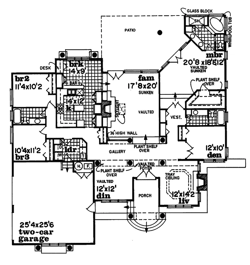 Ranch House Plan First Floor - Blenheim Bay Sunbelt Ranch Home 062D-0323 - Search House Plans and More