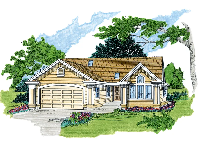 Traditional House Plan Front of Home - Gregg Place Ranch Home 062D-0357 - Search House Plans and More
