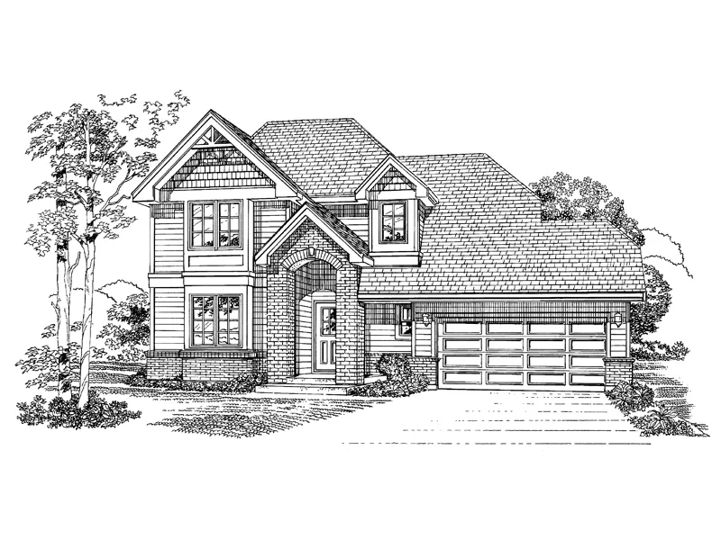 Shingle House Plan Front of Home - Spokane Valley Traditional Home 062D-0363 - Shop House Plans and More