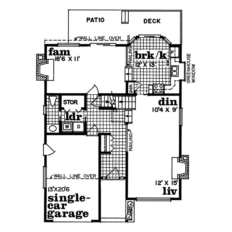 Traditional House Plan First Floor - Glennon Pass Traditional Home 062D-0379 - Search House Plans and More