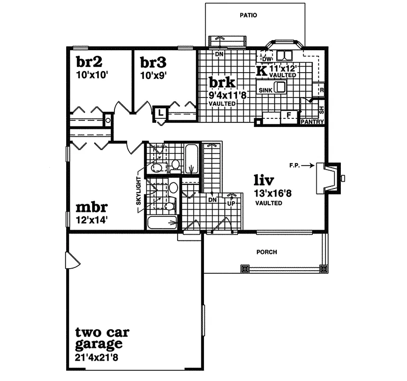 Shingle House Plan First Floor - Foxgate Ranch Home 062D-0384 - Search House Plans and More