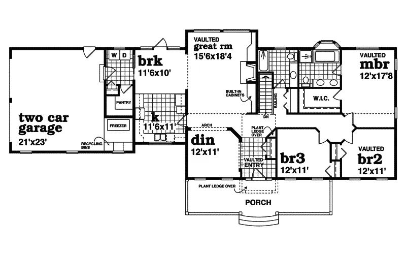 Country House Plan First Floor - Boise Farm Country Ranch Home 062D-0391 - Search House Plans and More