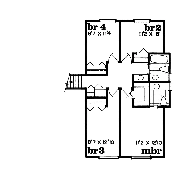 Tudor House Plan Second Floor - Glen Heights Tudor Style Home 062D-0412 - Search House Plans and More