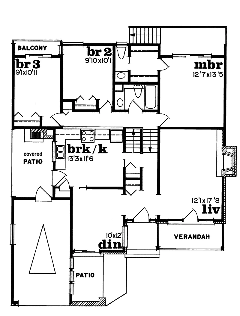 Rustic House Plan First Floor - Ardmore Creek Country Home 062D-0416 - Search House Plans and More