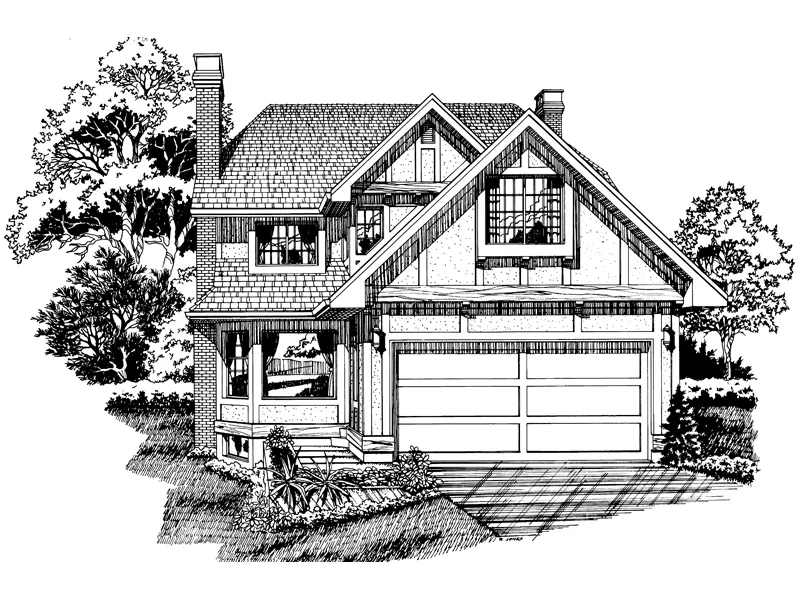 Tudor House Plan Front of Home - Harrow Tudor Style Home 062D-0438 - Search House Plans and More