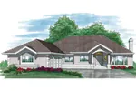 Ranch House Plan Front of Home - Calmar Contemporary Sunbelt Home 062D-0467 - Search House Plans and More