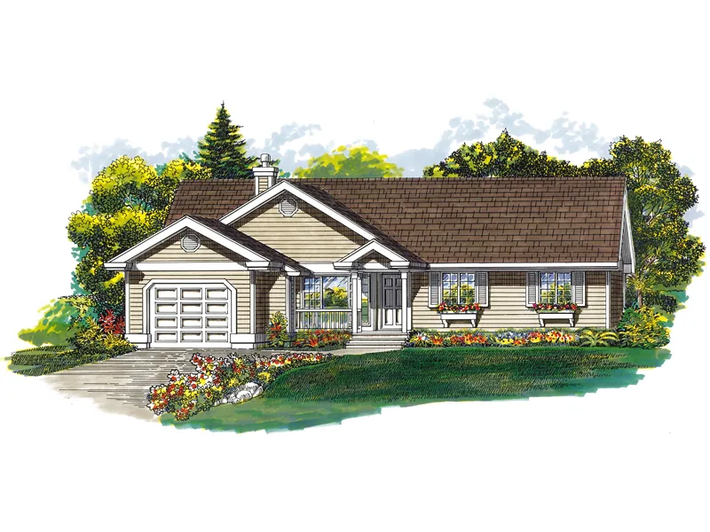Ranch House Plan Front of Home - Spoede Hills Charming Ranch Home 062D-0468 - Shop House Plans and More