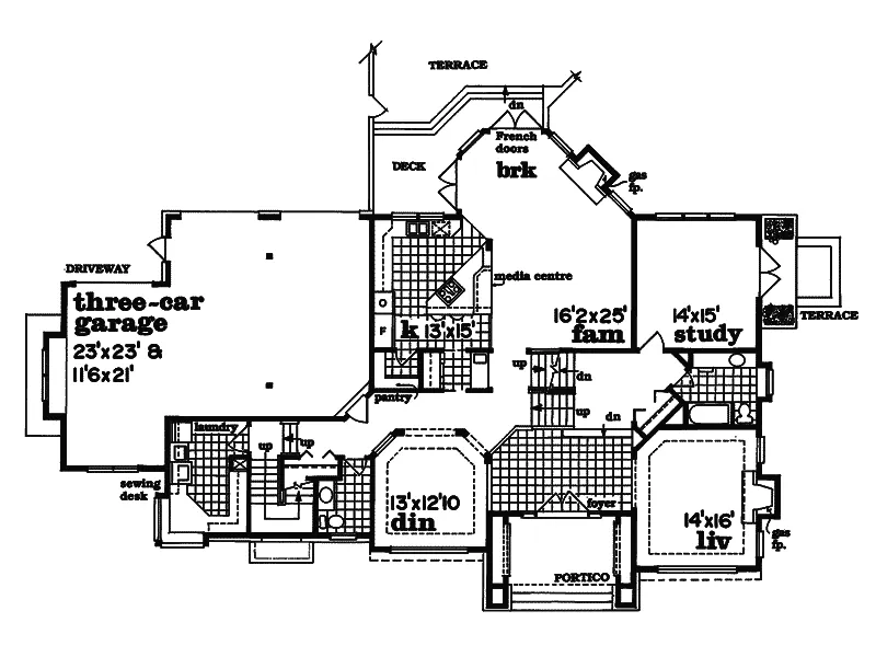 European House Plan First Floor - Forestview Country French Home 062D-0473 - Search House Plans and More