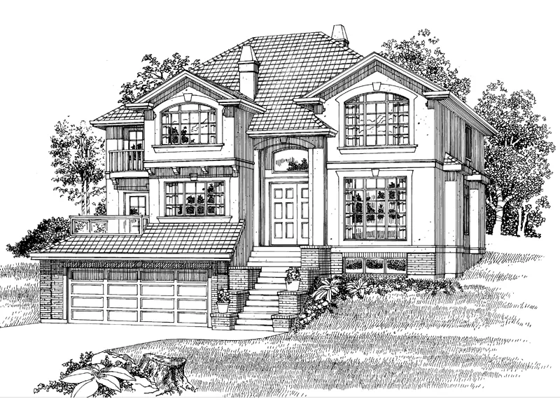 Luxury House Plan Front of Home - Johnson Bayou Luxury Home 062D-0486 - Search House Plans and More
