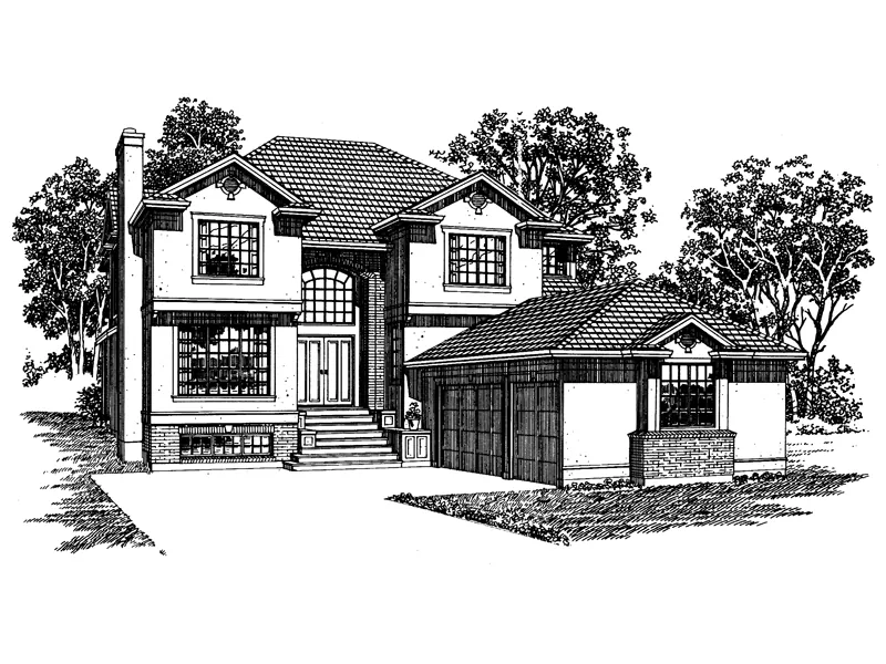 Luxury House Plan Front of Home - Sevilla Way Sunbelt Home 062D-0487 - Shop House Plans and More