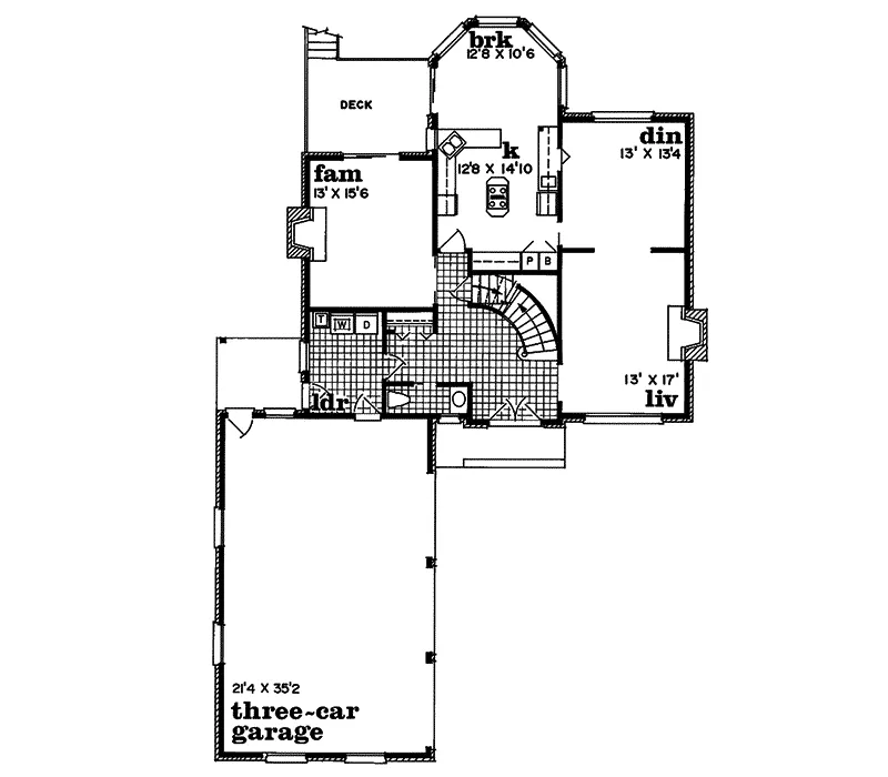 Traditional House Plan First Floor - Barton Place Country Home 062D-0490 - Search House Plans and More