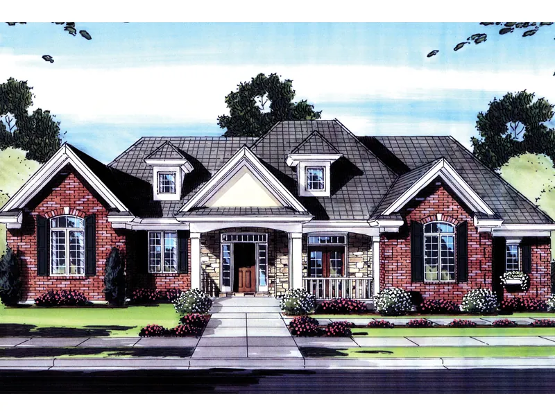 Brick Ranch Has A Substantial Front Entry