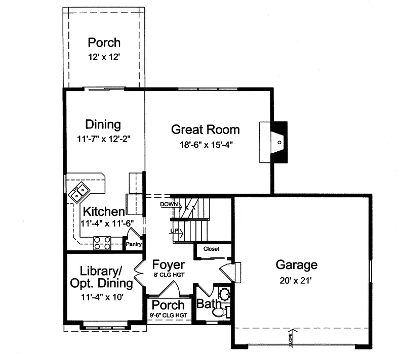 Shingle House Plan First Floor - Wilde Traditional Shingle Home 065D-0283 - Shop House Plans and More