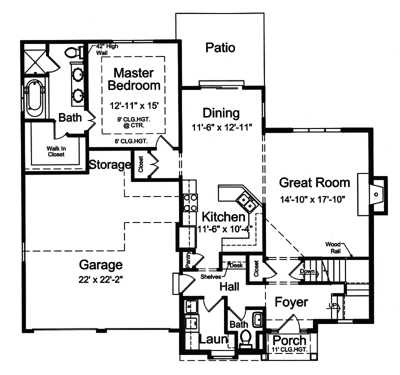 English Cottage House Plan First Floor - Cathcart Country French Home 065D-0311 - Search House Plans and More