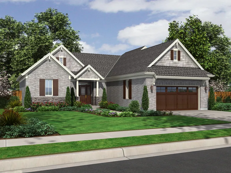 Craftsman House Plan Front of Home - Browning European Style Home 065D-0314 - Search House Plans and More